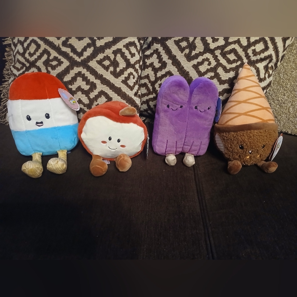 Plush Ice Cream and Fruit Toy Set 4 Pz
